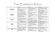English Worksheet: Peer evaluation Rubric