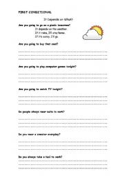 English worksheet: CONDITIONAL 1ST