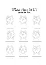 English Worksheet: Telling Time