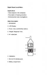 English Worksheet: Manual : digital sound level meter