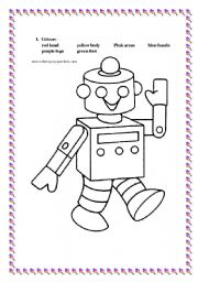Robots coloring page ESL worksheet by simonne