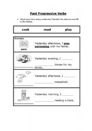 English worksheet: Past Progressive Verbs