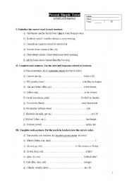 English worksheet: present simple tense