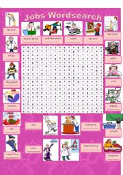 Jobs Wordsearch (b/w version and answer sheet)