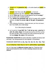 English Worksheet: Possessive Adjectives Lesson Plan for ESL Level 1 students