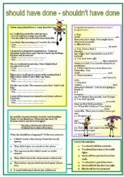 English Worksheet: SHOULD HAVE ..... -  past modal