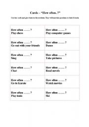 English Worksheet: Cards Game - 