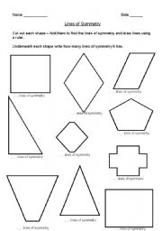 English worksheet: Lines of symmetry