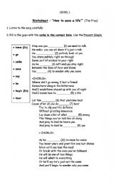 English Worksheet: How to save a life - The Fray (song worksheet)