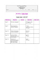 English Worksheet: Code Hunt