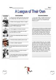 English worksheet: A League of Their Own-Worksheet I