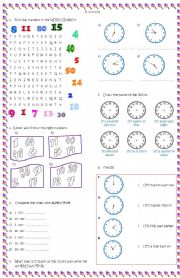 English Worksheet: Number and time