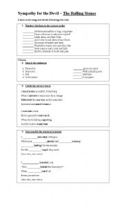 English worksheet: Rolling Stones - Sympathy for the Devil