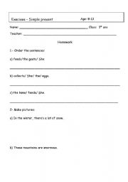English worksheet: Execise Simple present