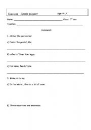 English Worksheet: Execise Simple present