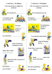 English Worksheet: HOW OFTEN - FREQUENCY WORDS AND ADVERBS - THE SIMPSONS