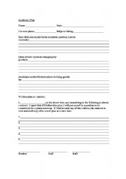 English worksheet: Academic Plan