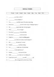 English worksheet: modal verb exercise
