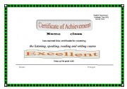 English Worksheet: certificate of acheivement