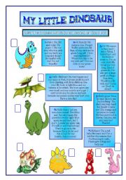 English Worksheet: MY LITTLE DINOSAUR.READING COMPREHENSION.