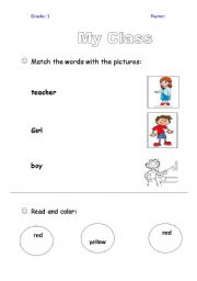 English worksheet: My Class