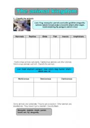 English worksheet: the animals