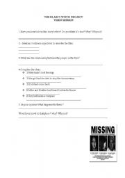 English worksheet: the blair witch project film 