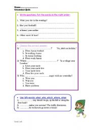 English worksheet: grammar quiz