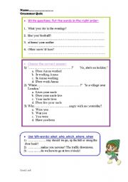 English Worksheet: grammar quiz