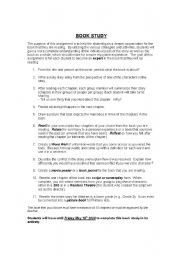 English Worksheet: Book Study Activities