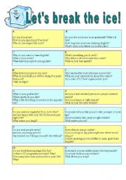 English Worksheet: Icebreaker - First class