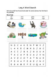 English Worksheet: Long A Word Search