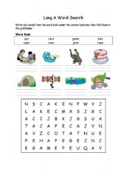 English worksheet: Long A Word Search