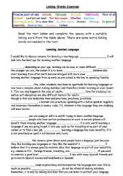 English Worksheet: Linking words Exercise