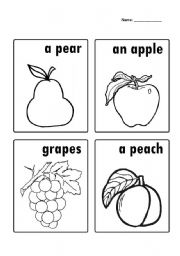 English Worksheet: Fruit colour in - Pear, Apple, Grapes, Peach
