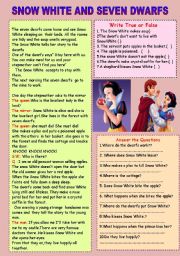 English Worksheet: Snow White and Seven Dwarfs( part 2)