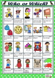 English Worksheet: WHO or WHICH?