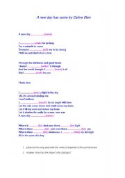 English Worksheet: A new day has come by Celine Dion