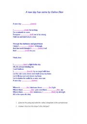 English Worksheet: A new day has come by Celine Dion