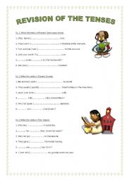 English Worksheet: revision of the tenses