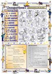 English Worksheet: Elementary Vocabulary Series 18 - Occupations1