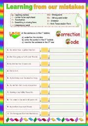 English Worksheet: Learning from our mistakes  (correction code)
