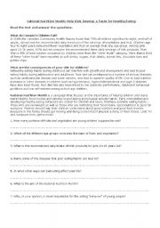 English Worksheet: Childrens eating habits