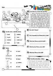 English Worksheet: Read & Colour Series_03 Bath Fun (Fully Editable + Answer Key)