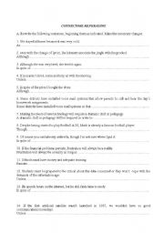 English Worksheet: Connectors rephrasing