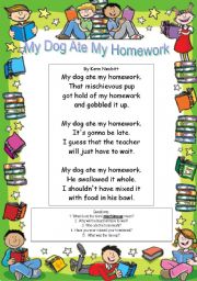 English Worksheet: My Dog Ate My Homework