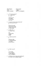 English Worksheet: Formative Test Personal Information