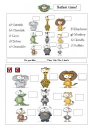 English Worksheet: Safari Time