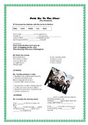 English Worksheet: SONG- PUSH ME TO THE FLOOR the Parlotones