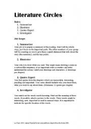 English Worksheet: Literature Circle